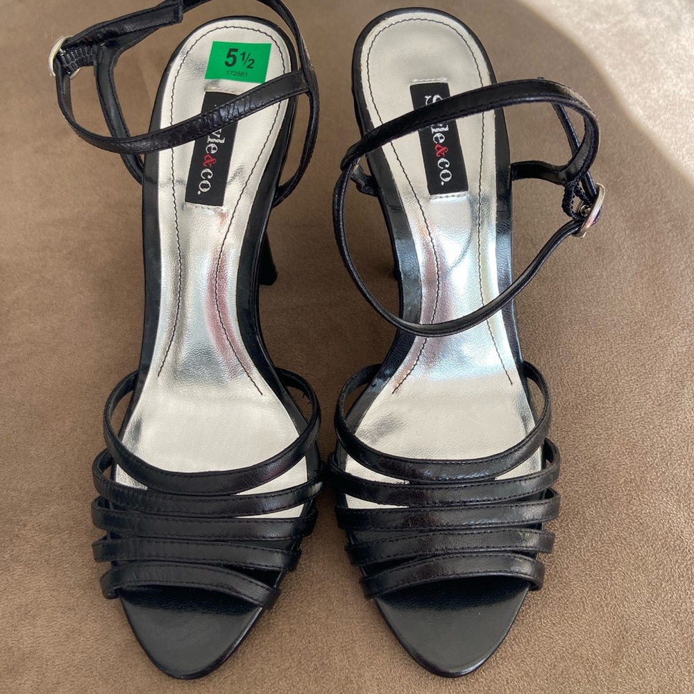 Style & Co black straps Heels